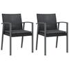 VidaXL Garden Chairs and Cushions Set of 2 Black 56.5x57x83 Cm Rattan 364096