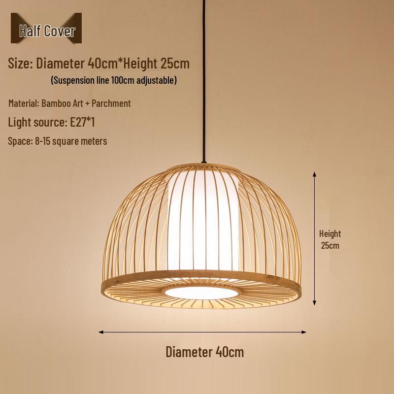Retro Zen Bamboo Weaving Pendant Lamp for Restaurants & Teahouses