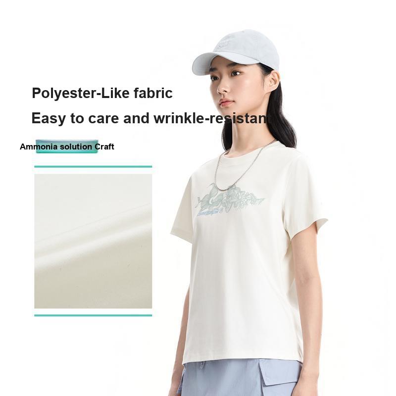 Li Ning Outdoor CF Мягкая Простая Универсальная Круглый Вырез Короткий Рукав Футболка Женские топы ATSW052-1