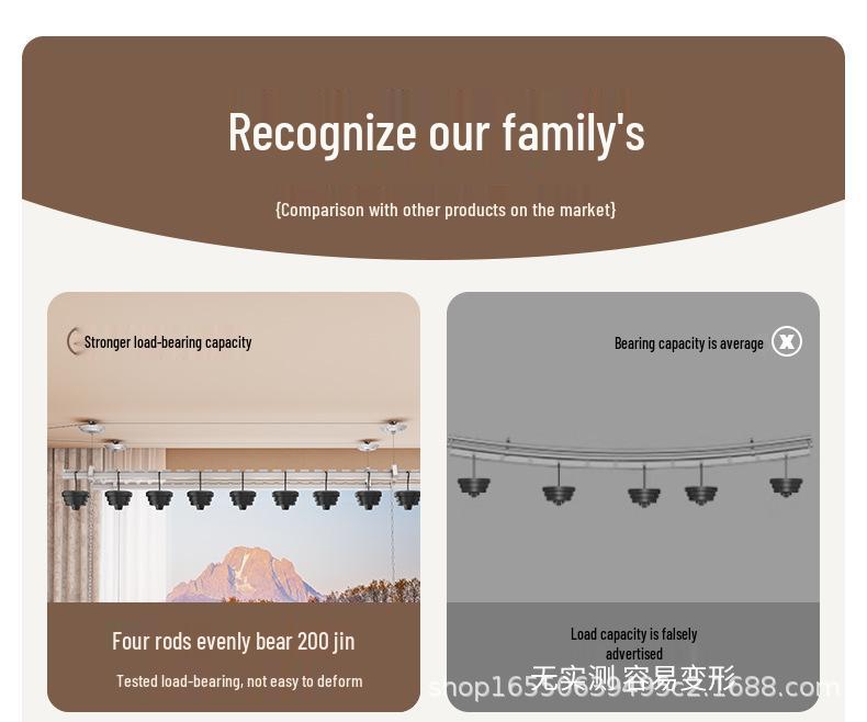 Manual Hand-Crank Double Rod Clothes Drying Rack for Balcony