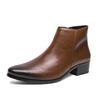 Fashion Men Side Zipper Chelsea Boots Spring Men Boots Soft Leather Elastic Strap Ankle Boots Business Formal Business Casual Man Shoes