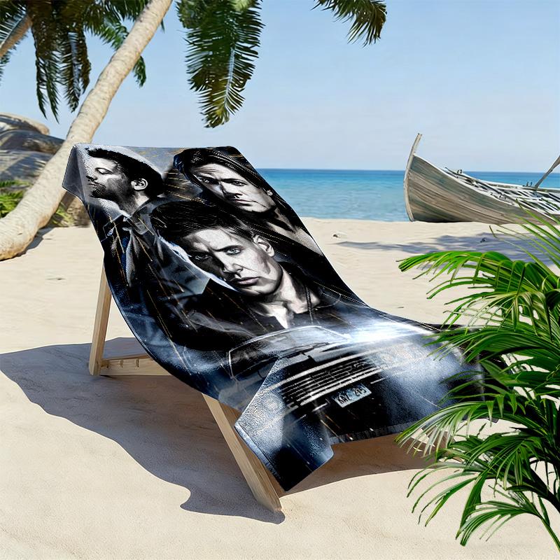 Supernatural Print Beach Towel, Large Soft Quick Dry Towel for Beach Camping Swimming