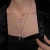 2023 Women's Luxury Inlaid Diamond Cross Necklace Sweater Chain