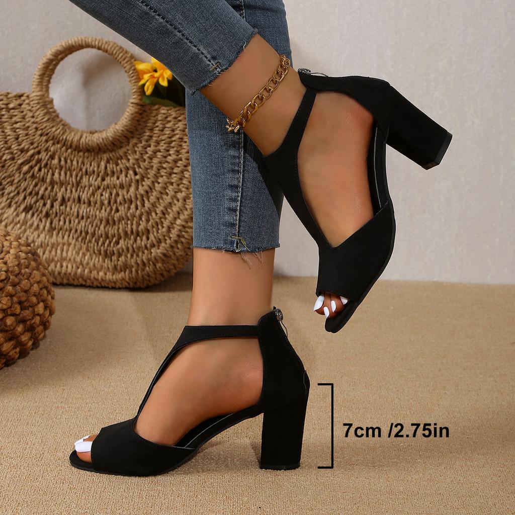 2024 Новые простые и модные туфли Fishmouth с молнией сзади, женские сандалии, летние римские сандалии на шпильках сбоку, дизайнерские сандалии