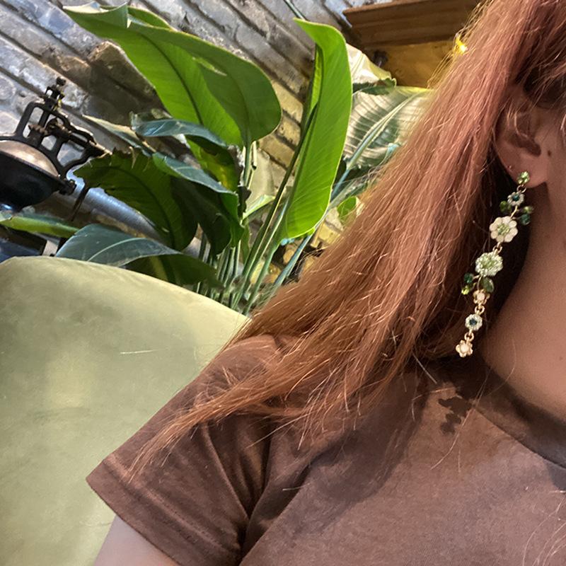 Серьги-кисточки с бриллиантами в виде цветка, ретро, легкая роскошь, высококлассные серьги, модные, темпераментные, универсальные серьги, женские