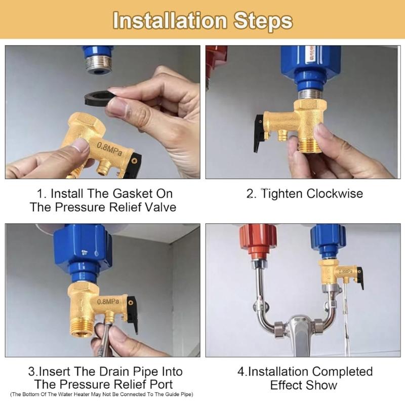 0.8MPa Brass Pressure Relief Valves 1/2 Inch Threads Anti Corrosion Automatic Release Safety Valves for Boiler Systems