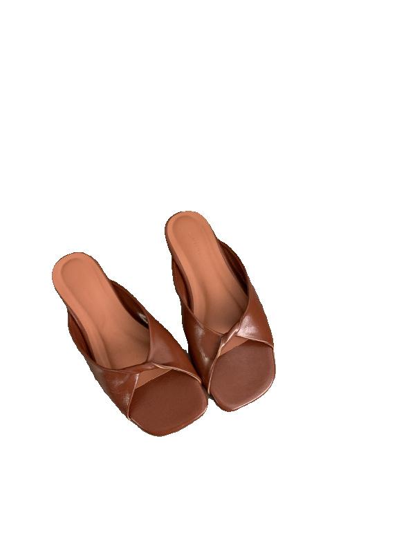 2025 Summer New Wear Casual Open-toed Flat-bottomed Sandals Fashionable Open-toe Comfortable and Versatile One-word Slippers Women
