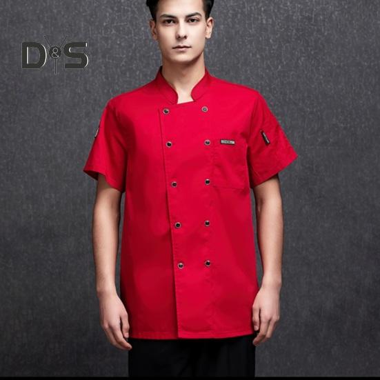 Унисекс Рубашка шеф-повара Кухня Двубортный с коротким рукавом Воротник-стойка Мягкий нагрудный карман Дышащий Устойчивый к пятнам Свободная кухня Пекарня Ресторан