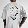 Men's Summer Pure Cotton Fashionable Mountain and Sun Print Casual Loose Round Neck Short Sleeved T-shirt Versatile Top
