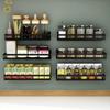 Полка для специй на кухне, настенные полки для хранения из нержавеющей стали, полка для бутылок с приправами, органайзер для ванной комнаты без перфорации