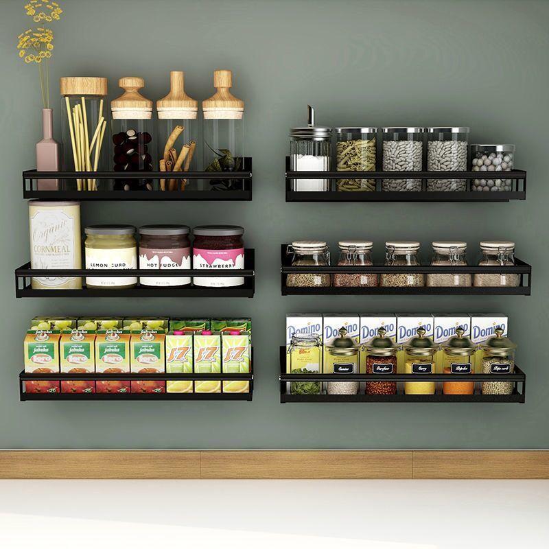 Полка для специй на кухне, настенные полки для хранения из нержавеющей стали, полка для бутылок с приправами, органайзер для ванной комнаты без перфорации