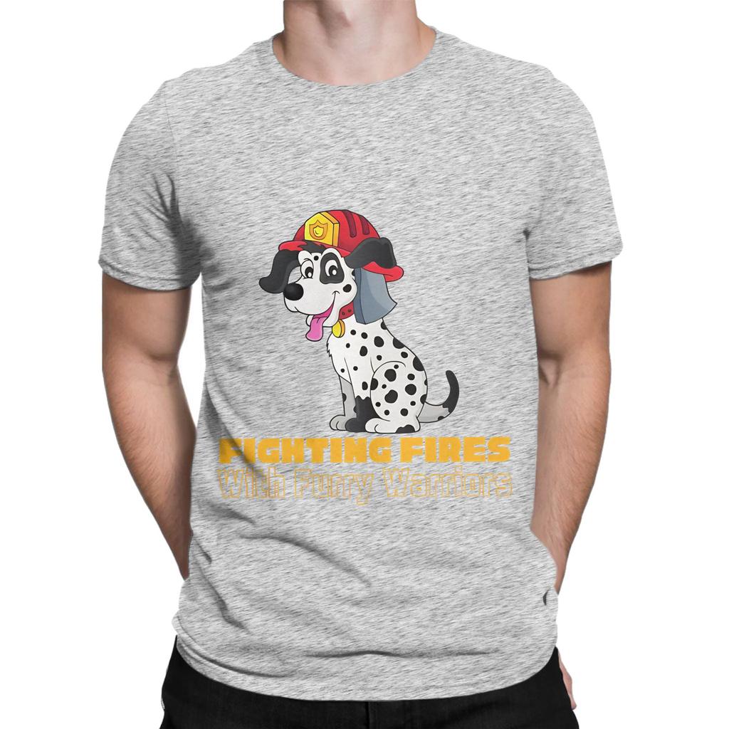 Fighting Fires With Furry Funny 100 Cotton TShirt Sparky the Fire Dog Tees Tops For Unisex