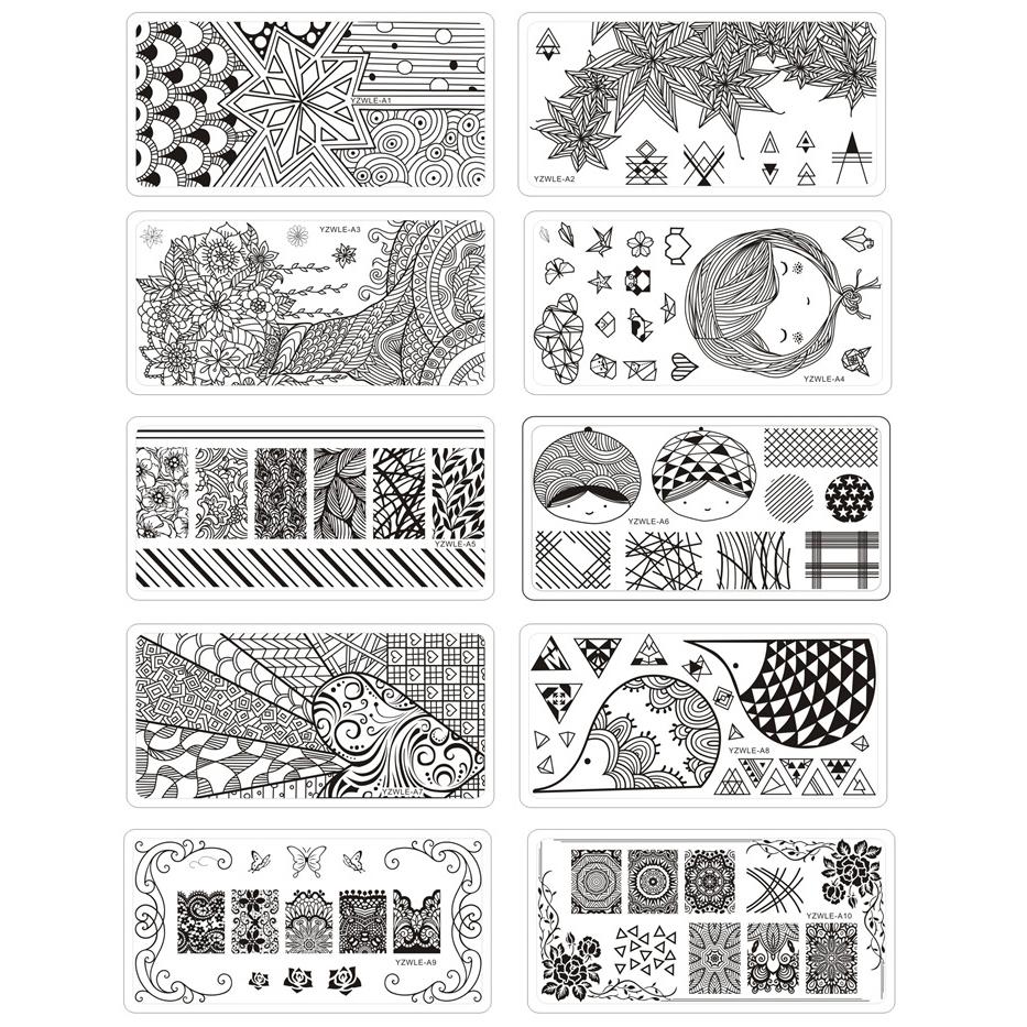 1 шт., прямоугольный шаблон для дизайна ногтей, 12X6 см, оригами, кружево, виноградная лоза, цветы, листья, дизайн изображений для девочек, DIY пластина для штампов для ногтей