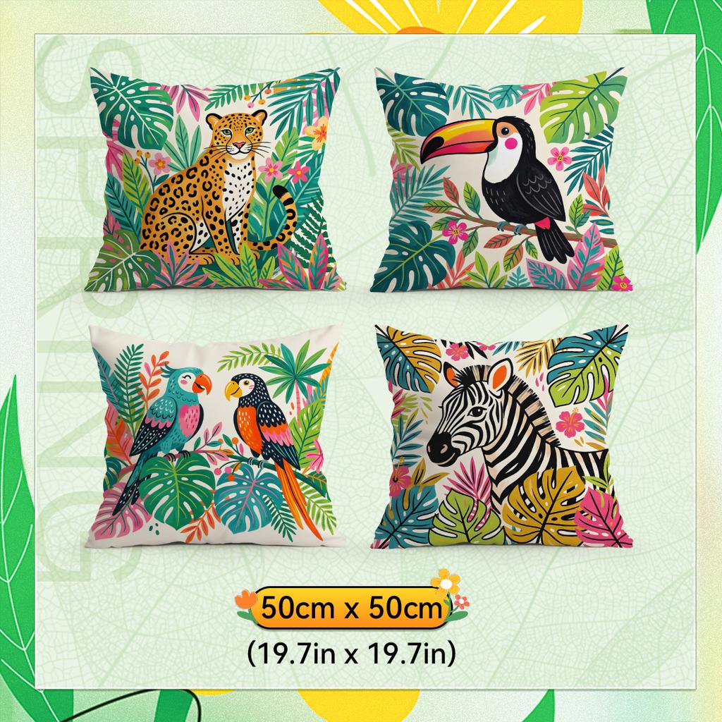Toucans Leopards Zebras Pillowcase Printed Polyester 40/45/50Cm Throw Pillowcover Decorative Sofa Cushion Pillowslip Home Decor