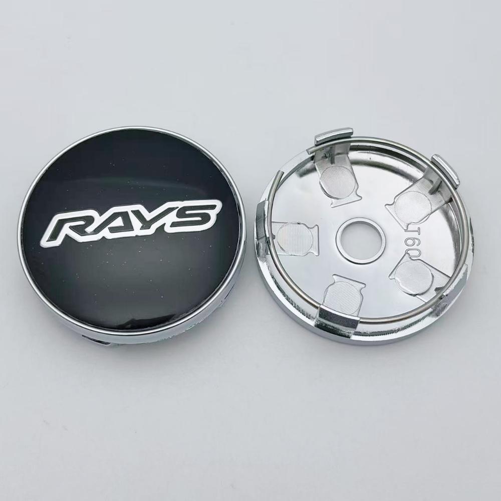 4pcs 60MM ( 56MM I.D ) Rays Logo Emblem Car Wheel Center Caps Wheel Hubcaps Auto Rim Centre Cover Black/Silver Car Accessories