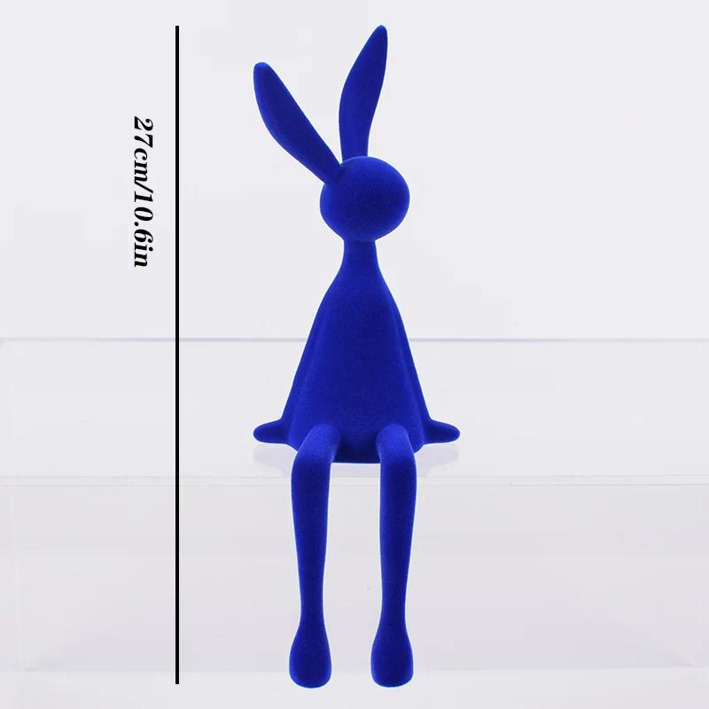 Смола Флокированная Статуэтка Кролика Скульптура Животного Ручная Работа Декор Зайчика Милый Пасхальный Подарок Фигурка Элегантное Настольное Украшение