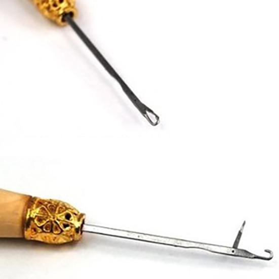 Wood Handle Crochet Needle Wig Hair Pulling Knitting Extension Threader Tool