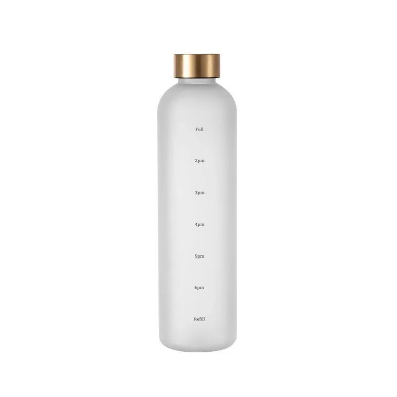 Бутылка для воды 1 л с маркером времени, вдохновляющая, многоразовая, для фитнеса, путешествий, герметичная, не царапается, пластик