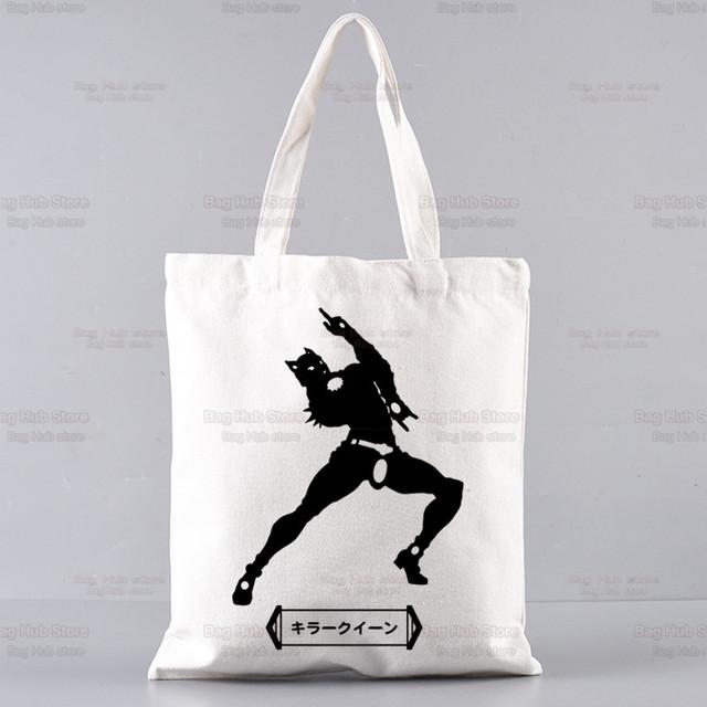 Kujo Jotaro JOJO Сумка для покупок в стиле аниме Джутовая сумка для покупок JOJO's Bizarre Adventure Bag Сумка-тоут для покупок в стиле манга Многоразовая сумка для покупок Bolsa