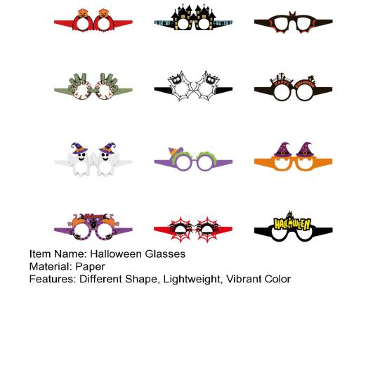 12 пар бумажных очков для вечеринок для детей и взрослых, очки в форме тыквы, летучей мыши, черепа, призрака, ведьмы, очки для Хэллоуина, товары для вечеринок