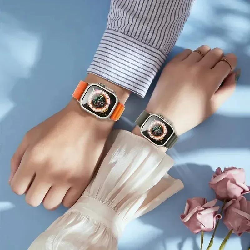 Закаленное Стекло для Apple Watch Ultra 2 49 мм Защитная Пленка для Экрана Металлическая Рамка Защита от Царапин для IWatch Серии Ultra 49 мм Аксессуары