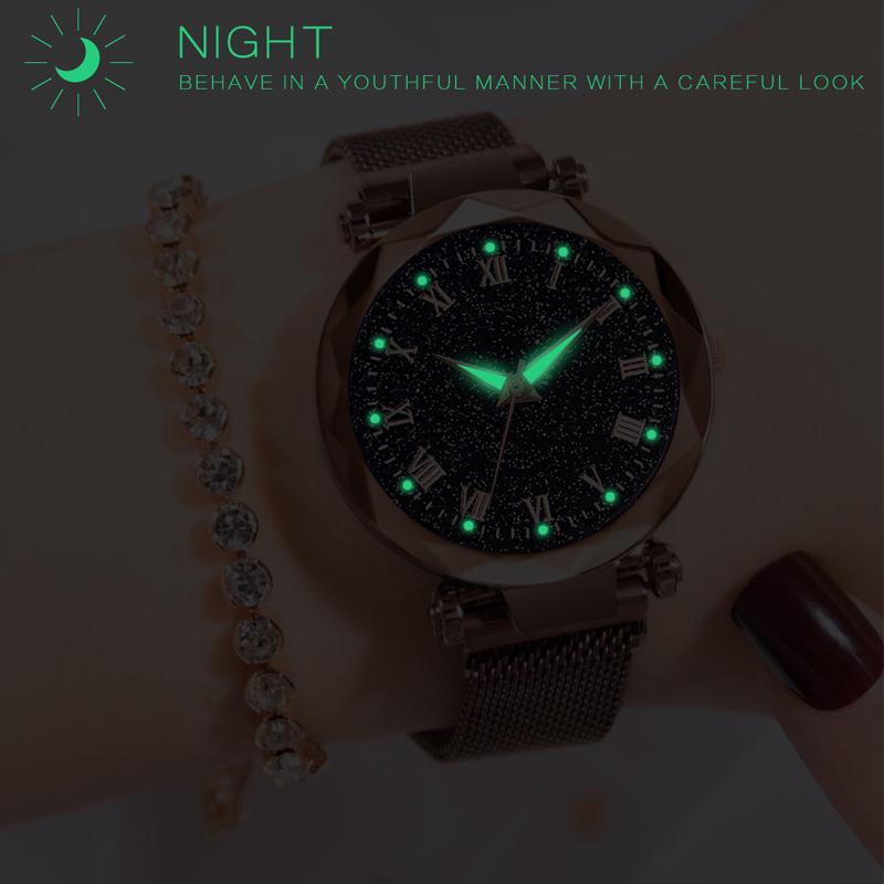 Reloj Mujer женские модные часы со звездным небом для женщин платье магнитная пряжка сетчатый ремень кварцевые часы Zegarek Damski