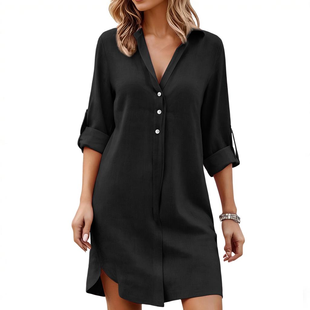Женский повседневный кардиган на пуговицах с длинными рукавами, женское платье-рубашка