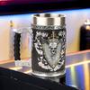 1pc Skull Angel Beer Cup Resin Relief Skeleton Angel Sword Mug Stainless Steel Inner Water Coffee Cup Creative Men's Wine Glass Suitable For Families