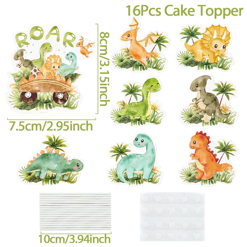 Dinosaur Paper Cake Insert Topper Ice Cream Butterfly Farm Birthday Party Decor Kids Dessert Insert Jungle Animal Cake Topper