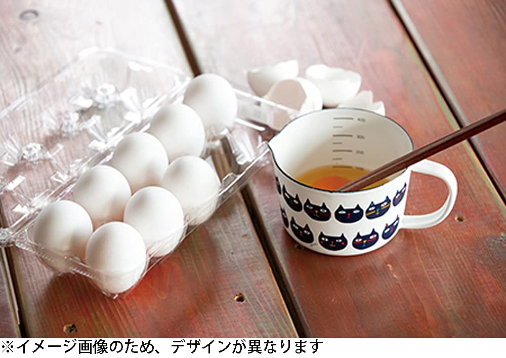 Tamahashi Enamel Measuring Cup, 450ml, Made In Japan, Prune, White, Apples Design, MC-602