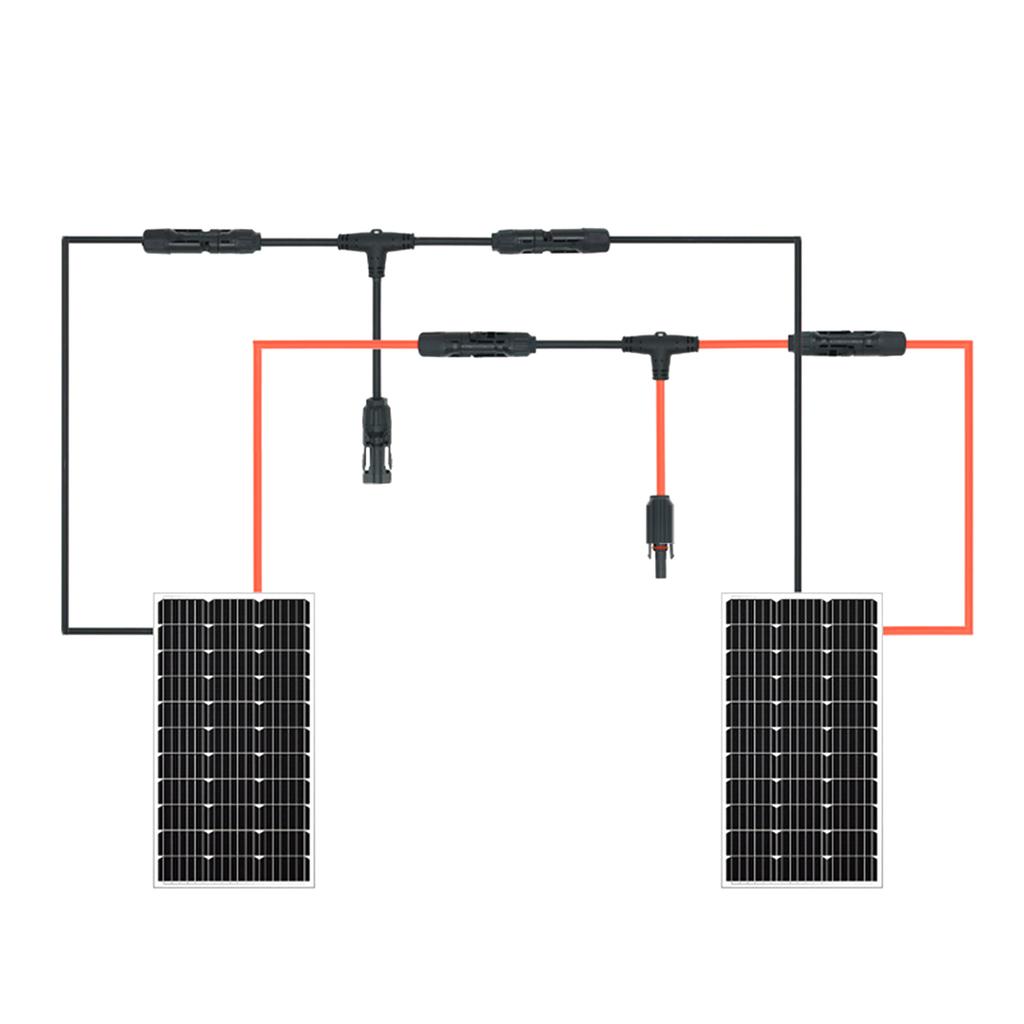 Т-образные солнечные кабельные разъемы 30А 1000 В Адаптеры для параллельного подключения фотоэлектрических панелей Удлинители проводов Т-образный разъем Комплект кабелей