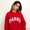 High Neck Long Sleeve Cotton Sweatshirt Embroidered Loose Fit Casual Streetwear Students