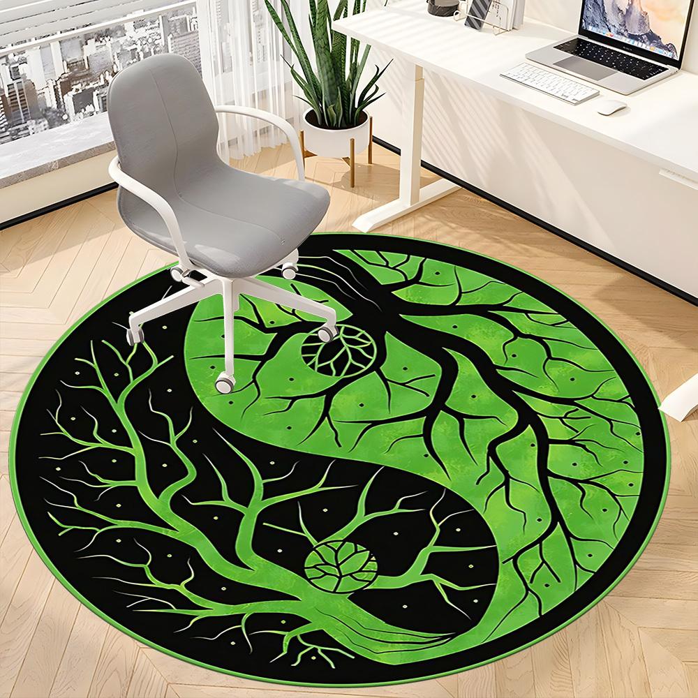 1 шт. Круглый ковер Yin Yang Tree для офиса, комнатный коврик, подходящий для офиса, под офисные стулья, спальни, гостиной, домашнего декора 205