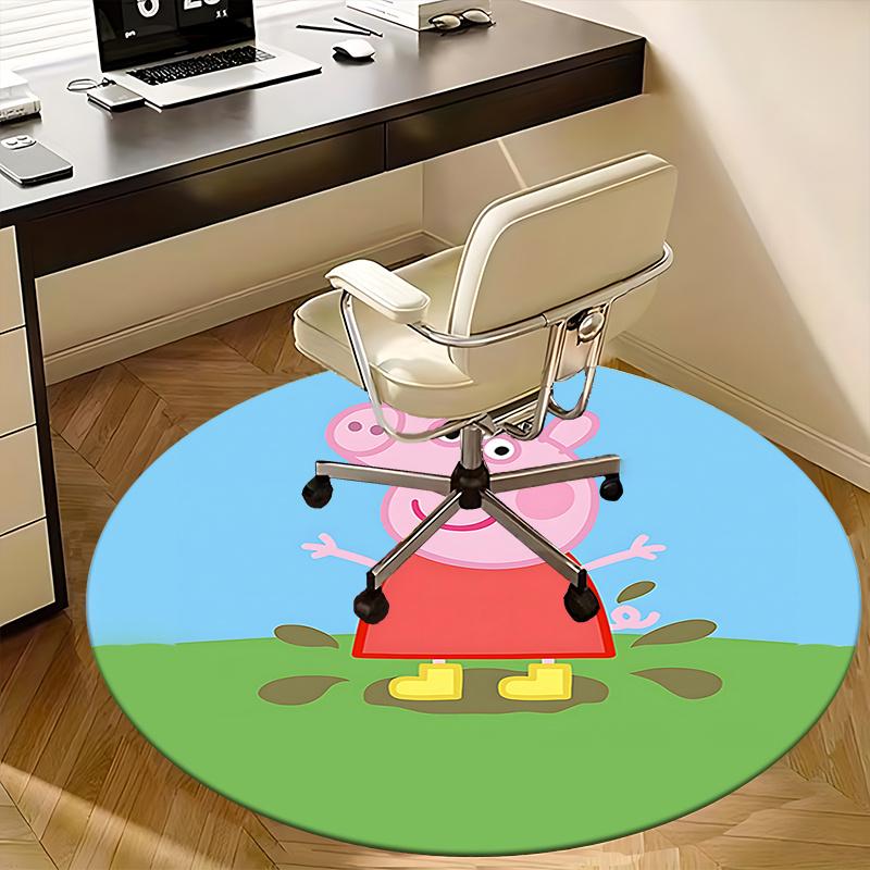 Peppa Pig Chair Mat - Round Carpet for Home Decor, Office Use, Living Room, Bedroom, Gift Idea0502b