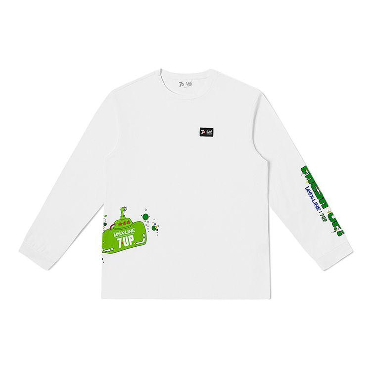 X 7 Up Коллаборация SS23 Удобная футболка с круглым вырезом и принтом, длинный рукав, мужские топы, Белый LMT0053623RX00FK14000