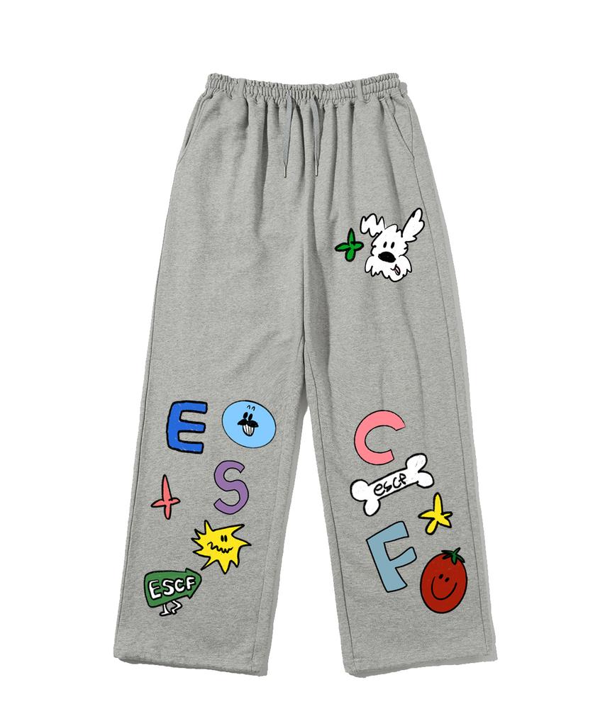 ESCAPEFROM Sticker Set Printed Sweatpants Gray