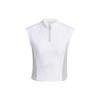 Sleeveless Zip-Up T-Shirt Striped Quick-Dry Sports Casual Women Tops White JJ1593