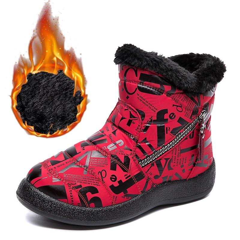 Зимние сапоги с двойной молнией, женские короткие зимние сапоги большого размера, теплые хлопковые сапоги