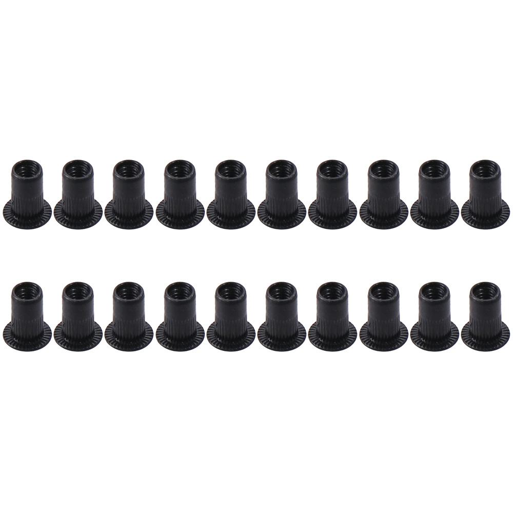 20Pcs Carbon Steel Zinc-Plated Threaded Insert Nut Black Knurled Nuts High Quality Flat Head