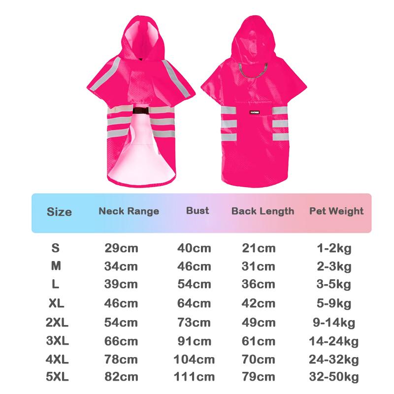 2026 Waterproof Reflective Dog Raincoat Hooded Summer Lightweight Puppy Rain Poncho Outdoor Pet Rain Jacket For Small Dogs