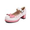 Модные туфли на среднем каблуке с оборками в стиле Лолита, милые туфли-лодочки Мэри Джейн с бантом, свадебные туфли для невесты, для косплея, вечеринки, красные, розовые, черные, зеленые, размер 34-48