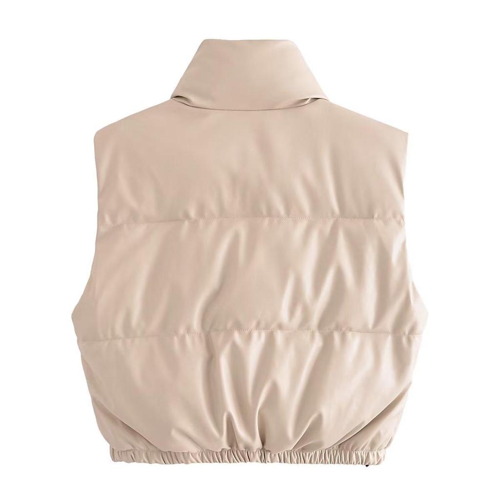 Y2K осенне-зимняя куртка, пальто, женская короткая куртка из искусственной кожи, однотонный хлопковый жилет