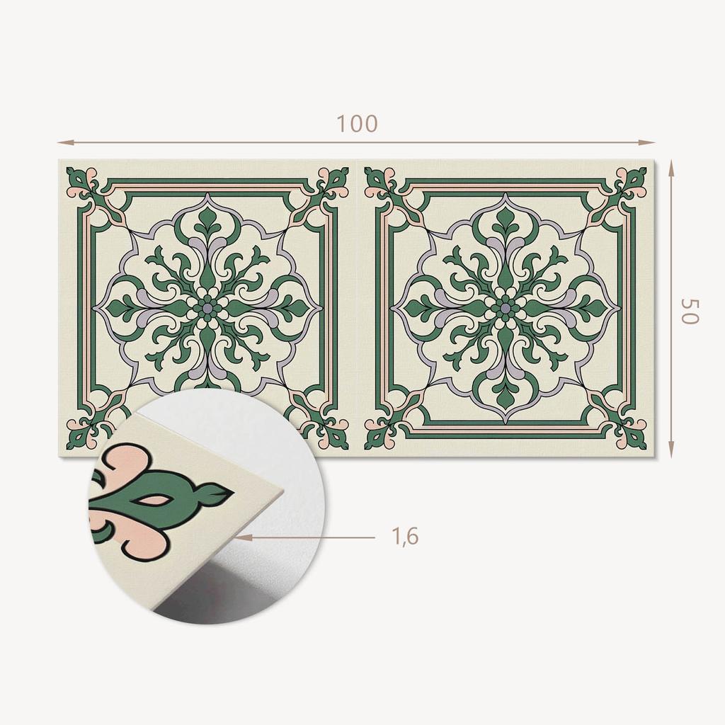 Dekoracyjny Panel Ścienny Samoprzylepny Winyl 100X50 Cm Wzór Kwiatowy Z Ornamentami