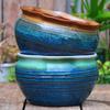 Large Coarse Pottery Green Planter: Ceramic Flower Pot for Succulents, Orchids, and Plants