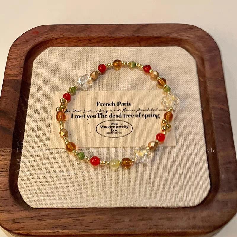 Bohemian style colorful ethnic style hand woven bead bracelet French vacation style adjustable bracelet summer