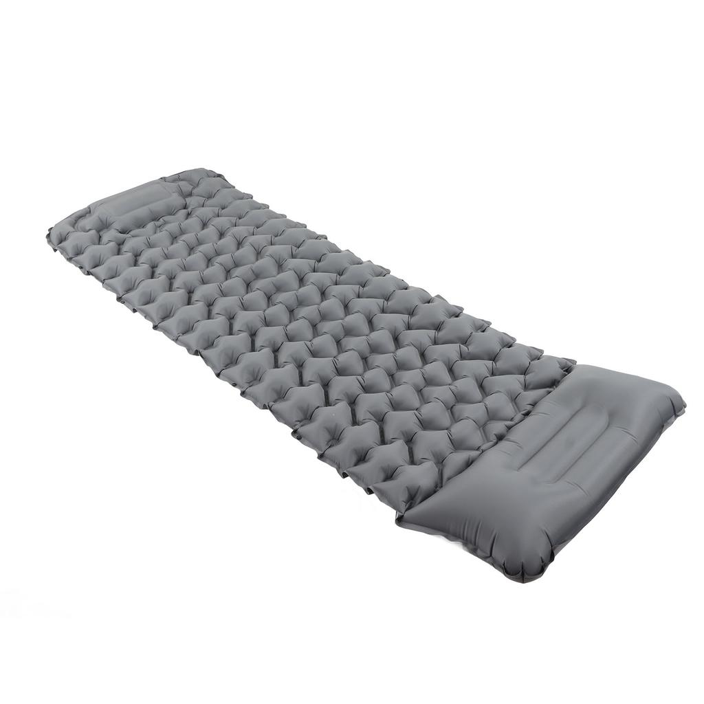 Grey Camping Sleeping Pad Ergonomic Design Foot Press Inflation Waterproof Nylon Sleeping Mat for Ca
