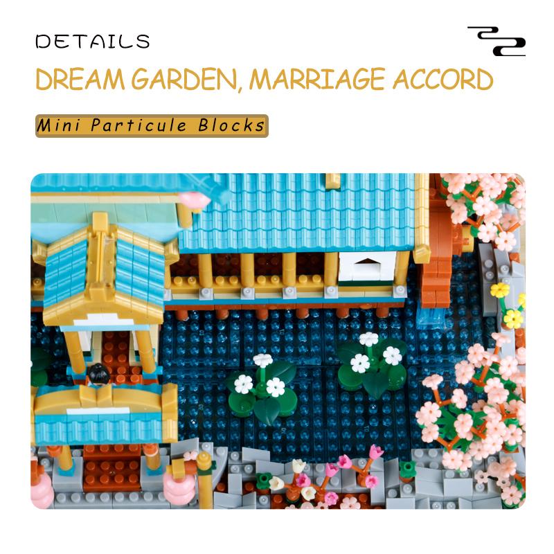 2350 шт., дом на персиковом дереве, строительные блоки, древняя архитектура, мини-кирпичи, игрушки для сборки, детские рождественские подарки