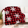 Christmas Snowflake Buffalo Plaid Fabric PanelBlanket Flannel Throw Blanket for Sofa, Bed, Travel, Camping, Office, Couch, Chair, And Bed Gi