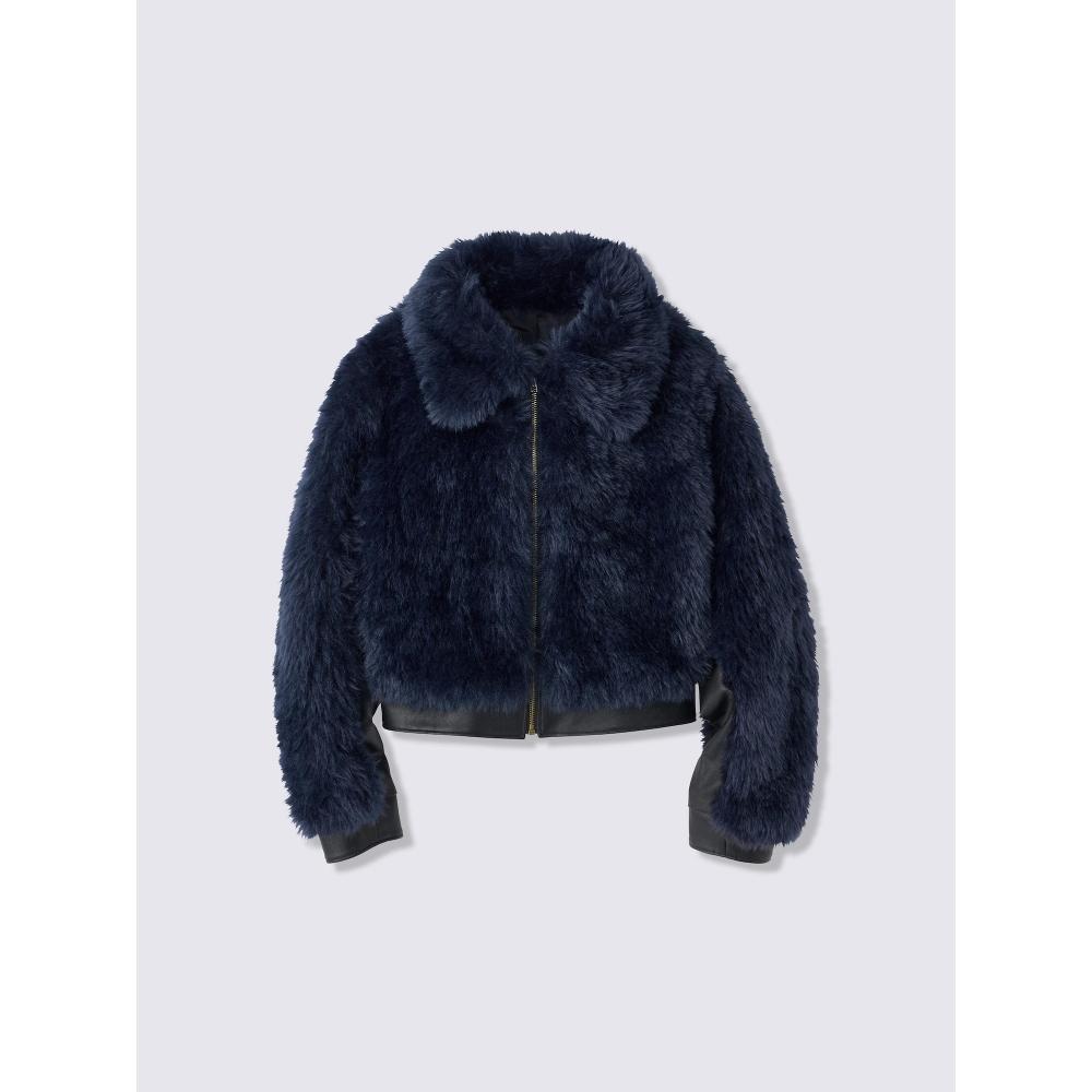 GU by Uniqlo Пушистый комбинированный бомбер