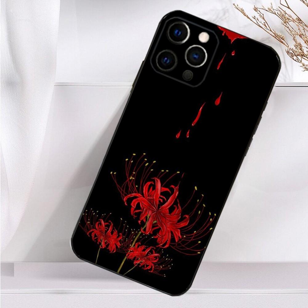 Чехол для телефона 'Красный паучий лилия' для iPhone 16,15,14,13,12,11 Plus,Pro Max,XS,X,XR,SE,Mini,8,7 Мягкий силиконовый черный чехол